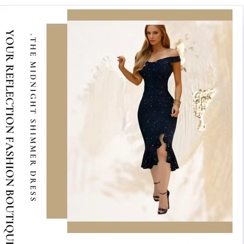 MISSES - The Midnight Shimmer Dress - BLACK